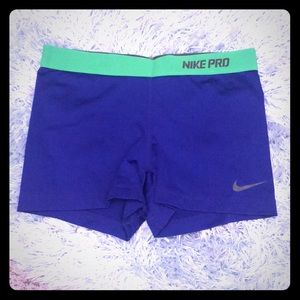 Nike Pro Dri-Fit blue and green shorts